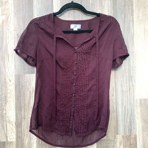 LOFT sheer button up top size 6